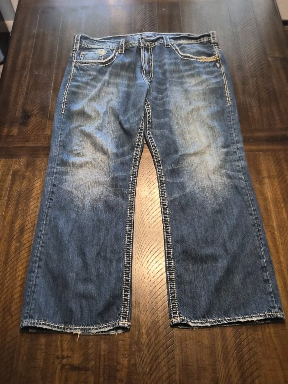 Silver Jeans Mens 40X30 Blue Gordie Straight Leg Denim Thick Stitch Y2K G496